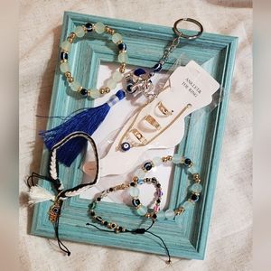 Evil Eye Bundle Of 6 Pieces Bracelets, Keychain, Ankle And Toe Rings